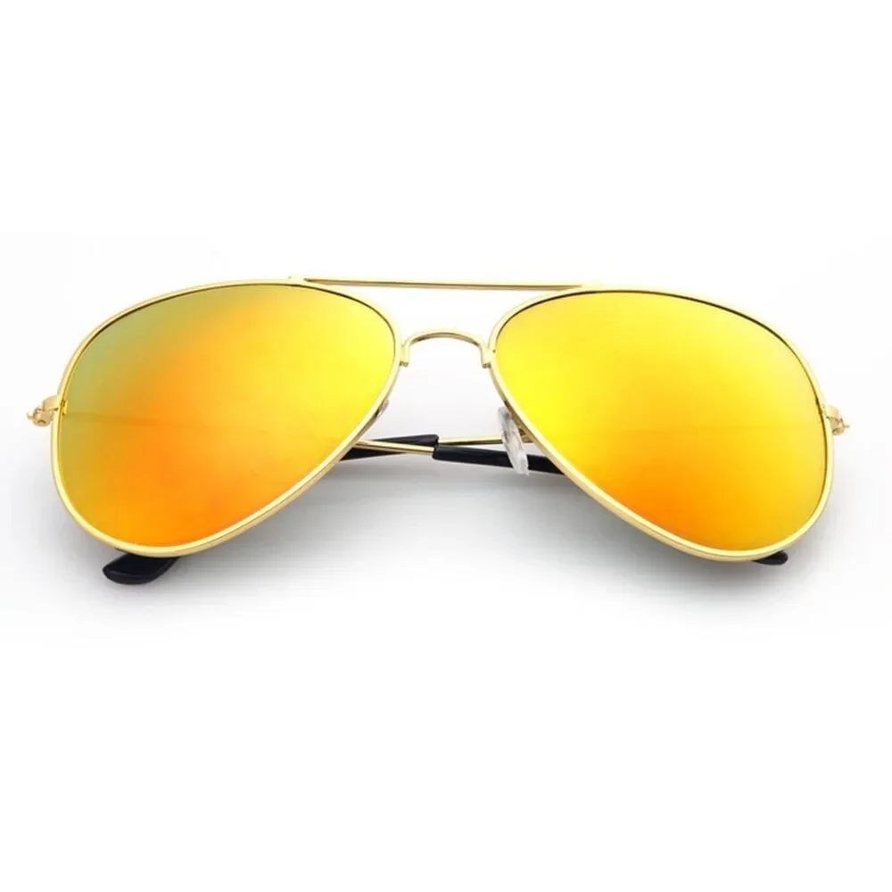 Old School 80s 90s Cop Pilot Mens  Style Red & Yellow Mirrored Sunglasses